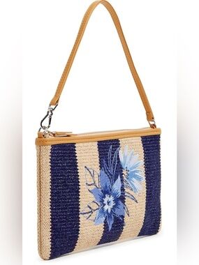 Vera Bradley Women's Straw Convertible Wristlet Navy Stripe Straw- NWT
